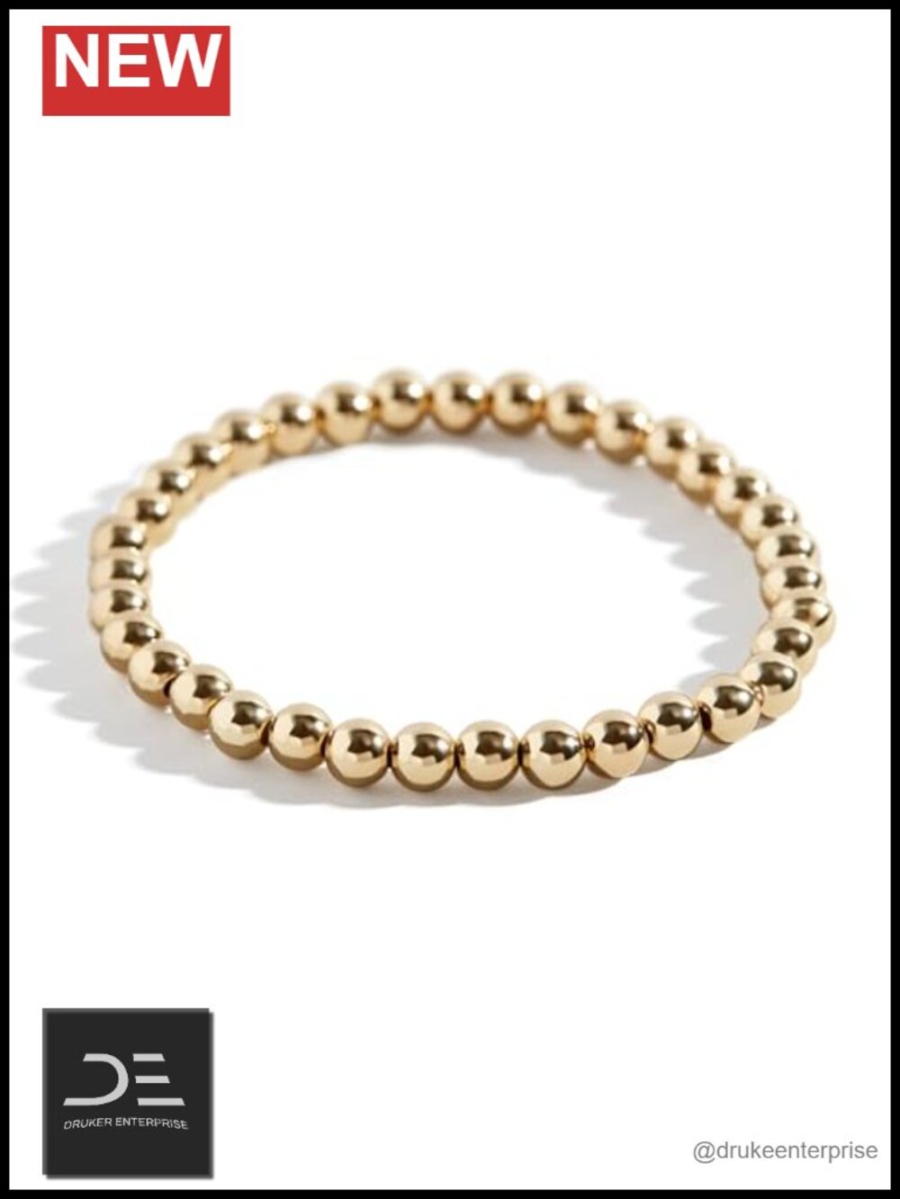 14K Gold-Filled Stretch Bracelet 5mm Bead Strand Stackable Wristwear